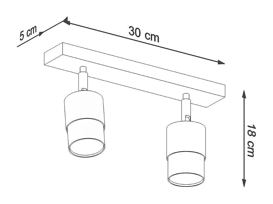 Plafondlampen Nero Modern Van  - 2 Lichtbronnen - L.30 X H.18 Cm - Zwart/Chroom