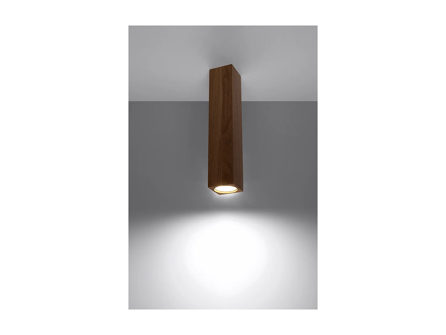 Sollux Lighting Keke Bois de plafonnier carré en chêne monté en surface, 17 cm