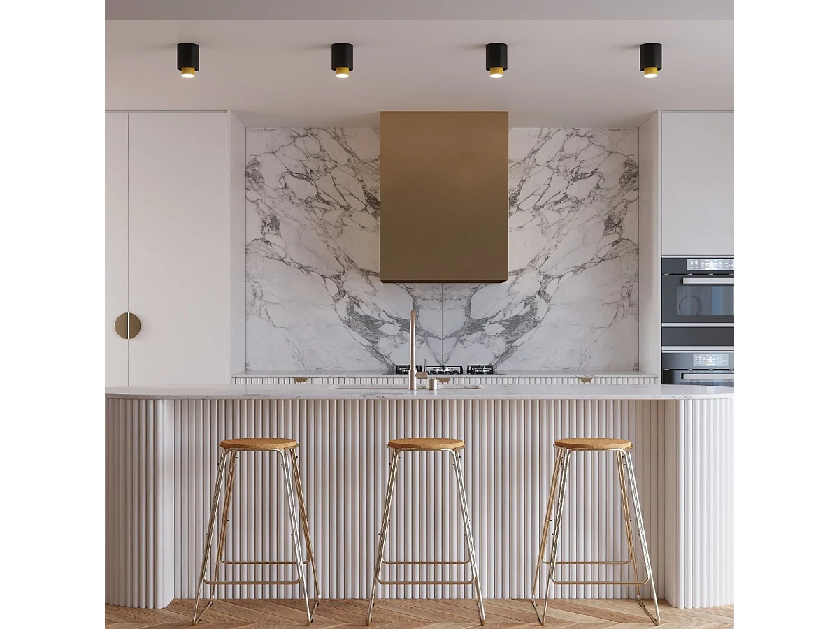 Sollux lichting Nesi Aufbau-Abwärtsstrahler, Schwarz, Gold, 1x GU10