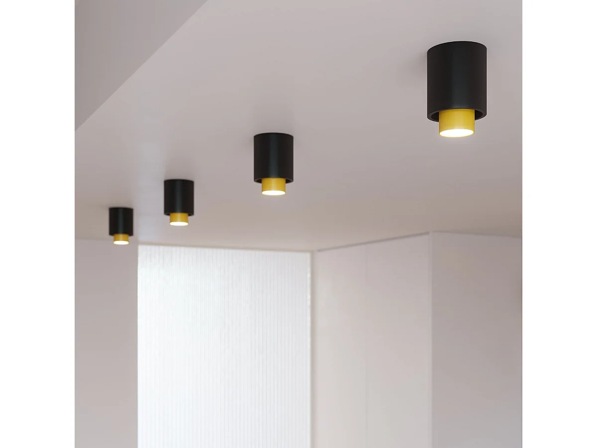 Sollux lichting Nesi Aufbau-Abwärtsstrahler, Schwarz, Gold, 1x GU10