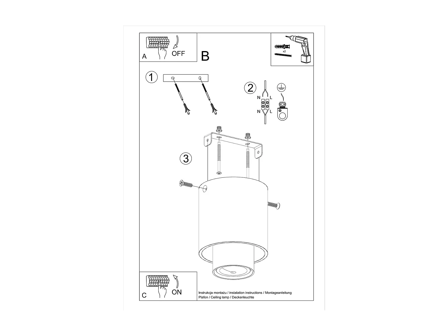 Plafondlampen Nesi Modern Van  - 1 Lichtbronnen - L.10 X H.14 Cm - Zwart Goud