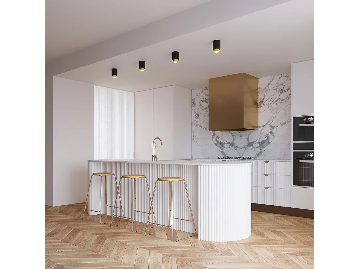 Plafondlampen Nesi Modern Van  - 1 Lichtbronnen - L.10 X H.14 Cm - Zwart Goud