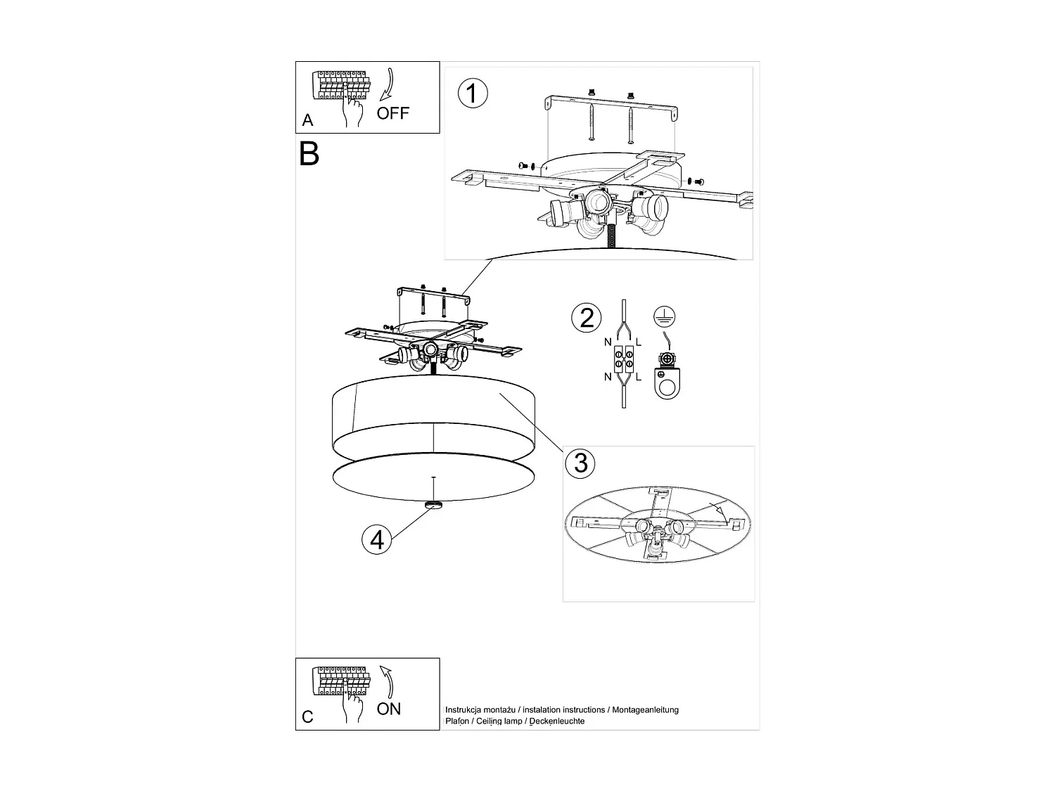 Sollux SKALA Plafonnier Cylindrique Blanc 50cm E27