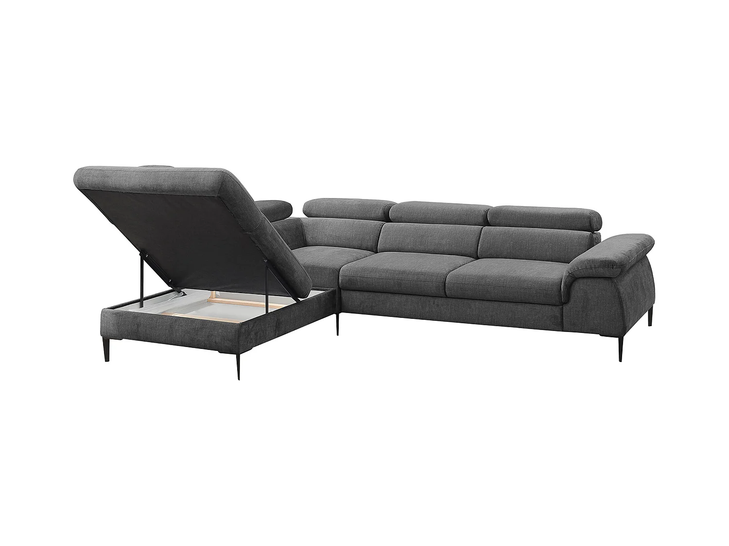 Ecksofa mit Schlaffunktion - Ecke Links - Stoff - Anthrazit - SEPINA von PASCAL MORABITO