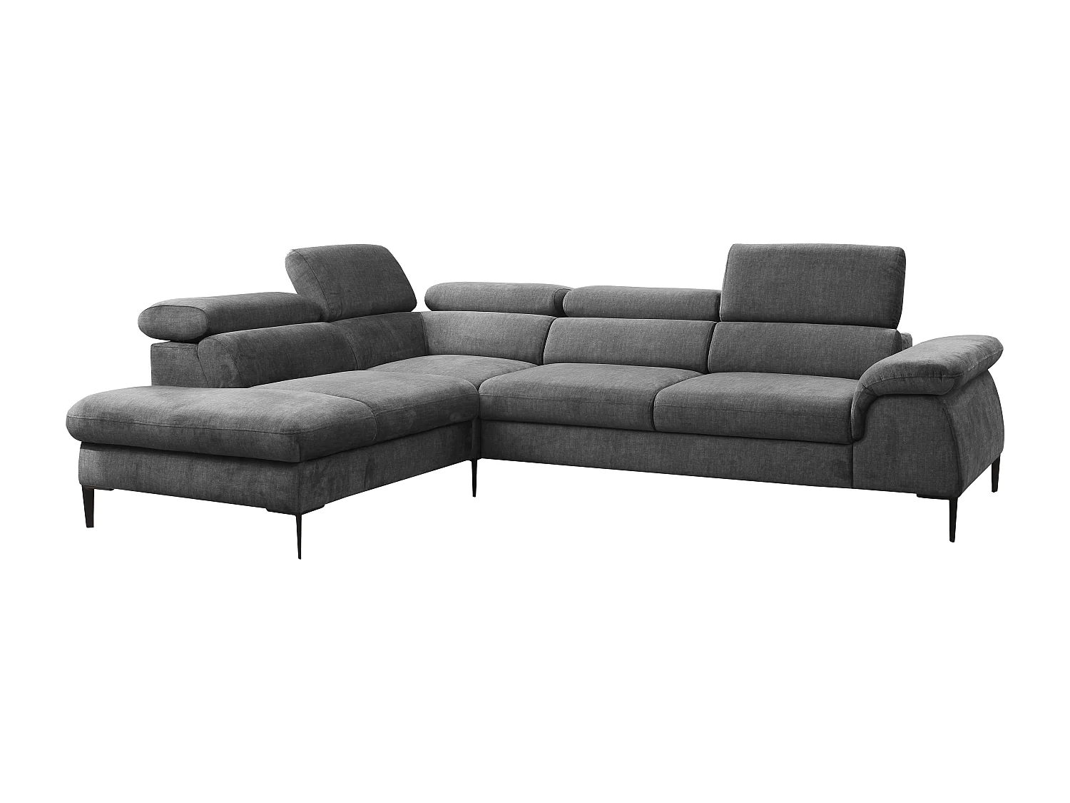 Grand canapé d'angle gauche convertible en velours gris anthracite SEPINA de Pascal Morabito