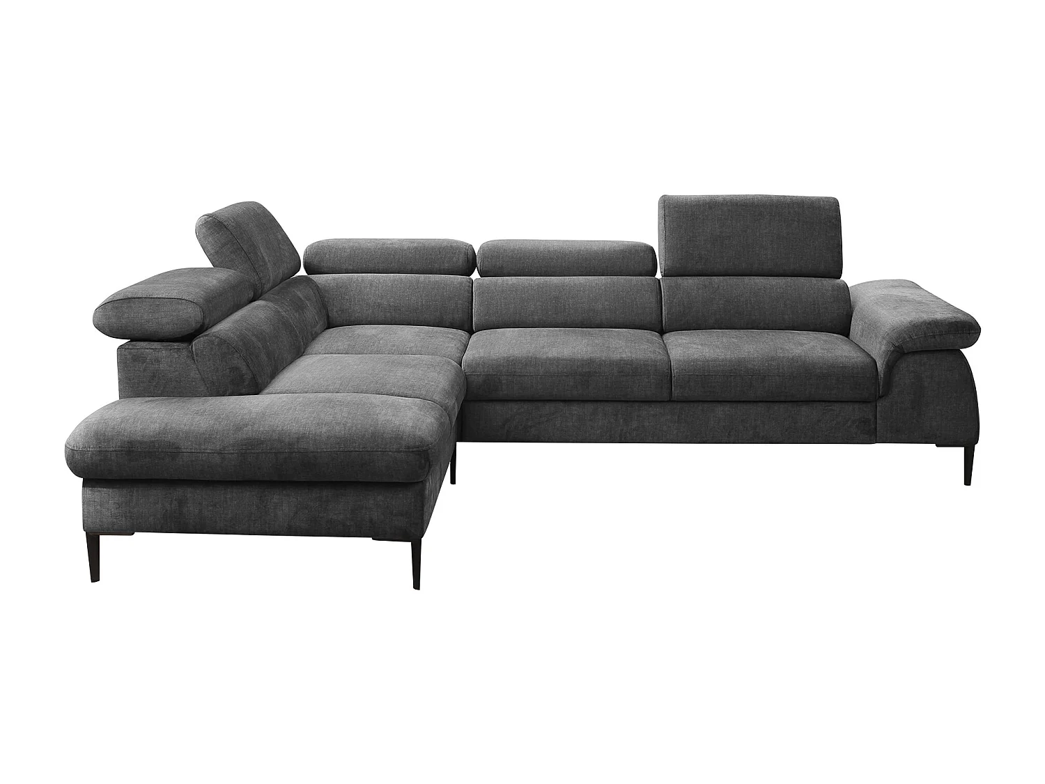 Grand canapé d'angle gauche convertible en velours gris anthracite SEPINA de Pascal Morabito