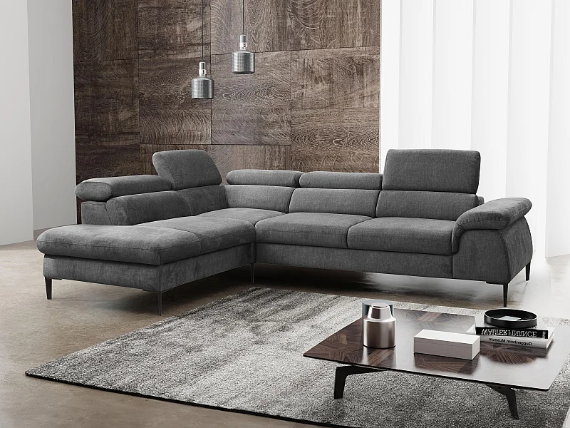 Ecksofa mit Schlaffunktion - Ecke Links - Stoff - Anthrazit - SEPINA von PASCAL MORABITO