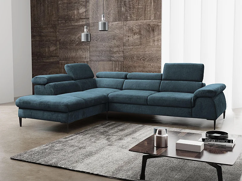 Divano letto angolare in Tessuto Blu - Angolo a sinistra - SEPINA di PASCAL MORABITO