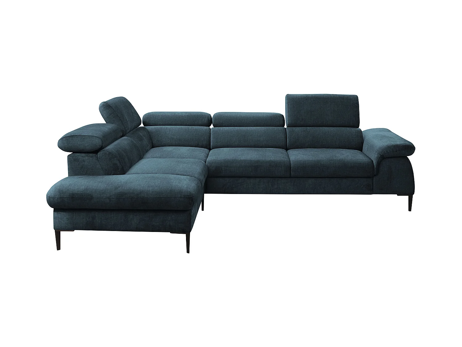 Stor hjørnesofa med venstrevendt sovesofa-funksjon i nattblå fløyel SEPINA fra Pascal Morabito