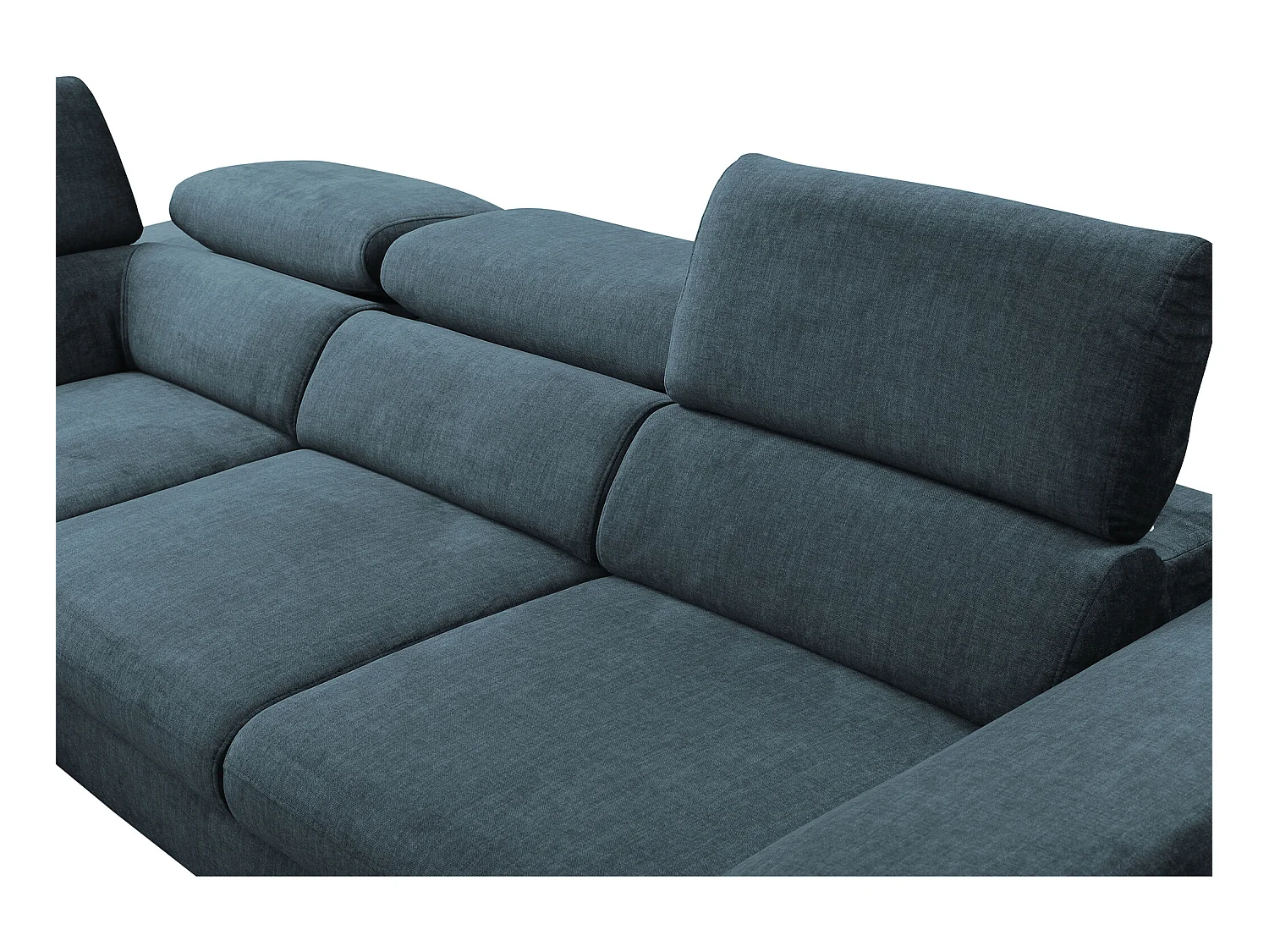 Grand canapé d'angle gauche convertible en velours bleu nuit SEPINA de Pascal Morabito