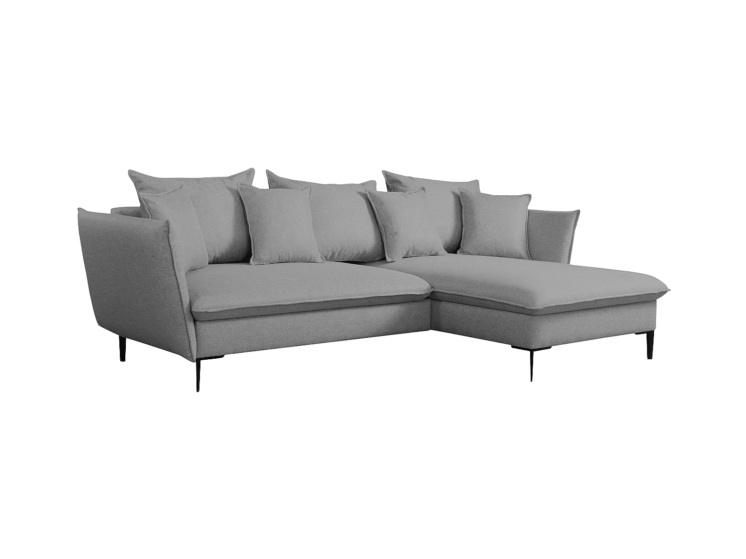 Canapé d'angle convertible en tissu gris LAZARE - Angle droit