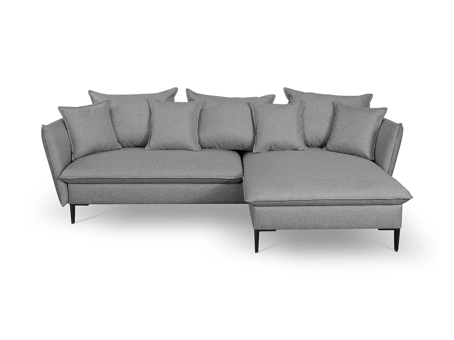 Canapé d'angle convertible en tissu gris LAZARE - Angle droit