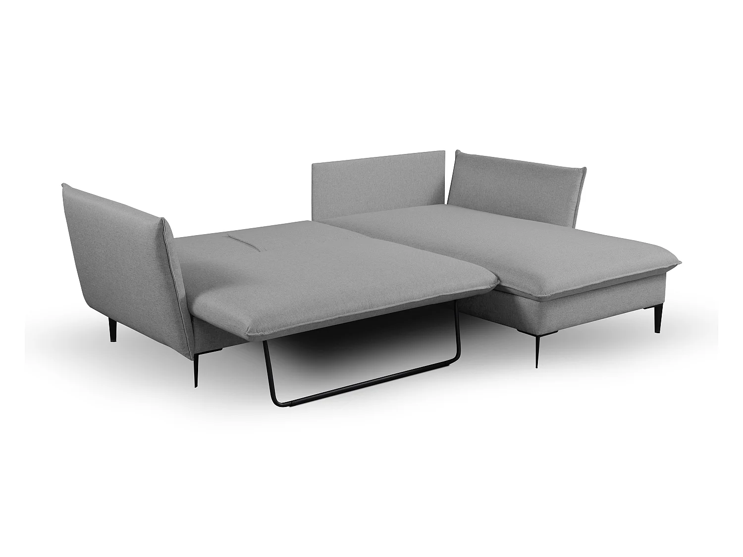 Canapé d'angle convertible en tissu gris LAZARE - Angle droit
