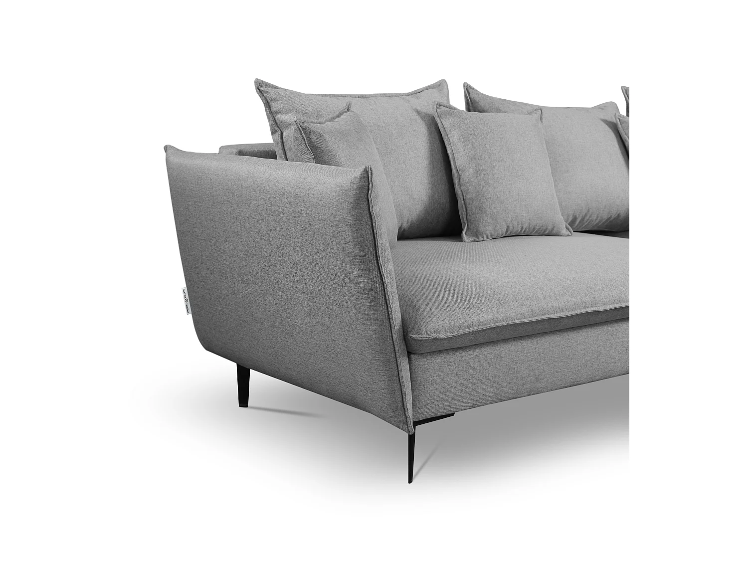 Canapé d'angle convertible en tissu gris LAZARE - Angle droit