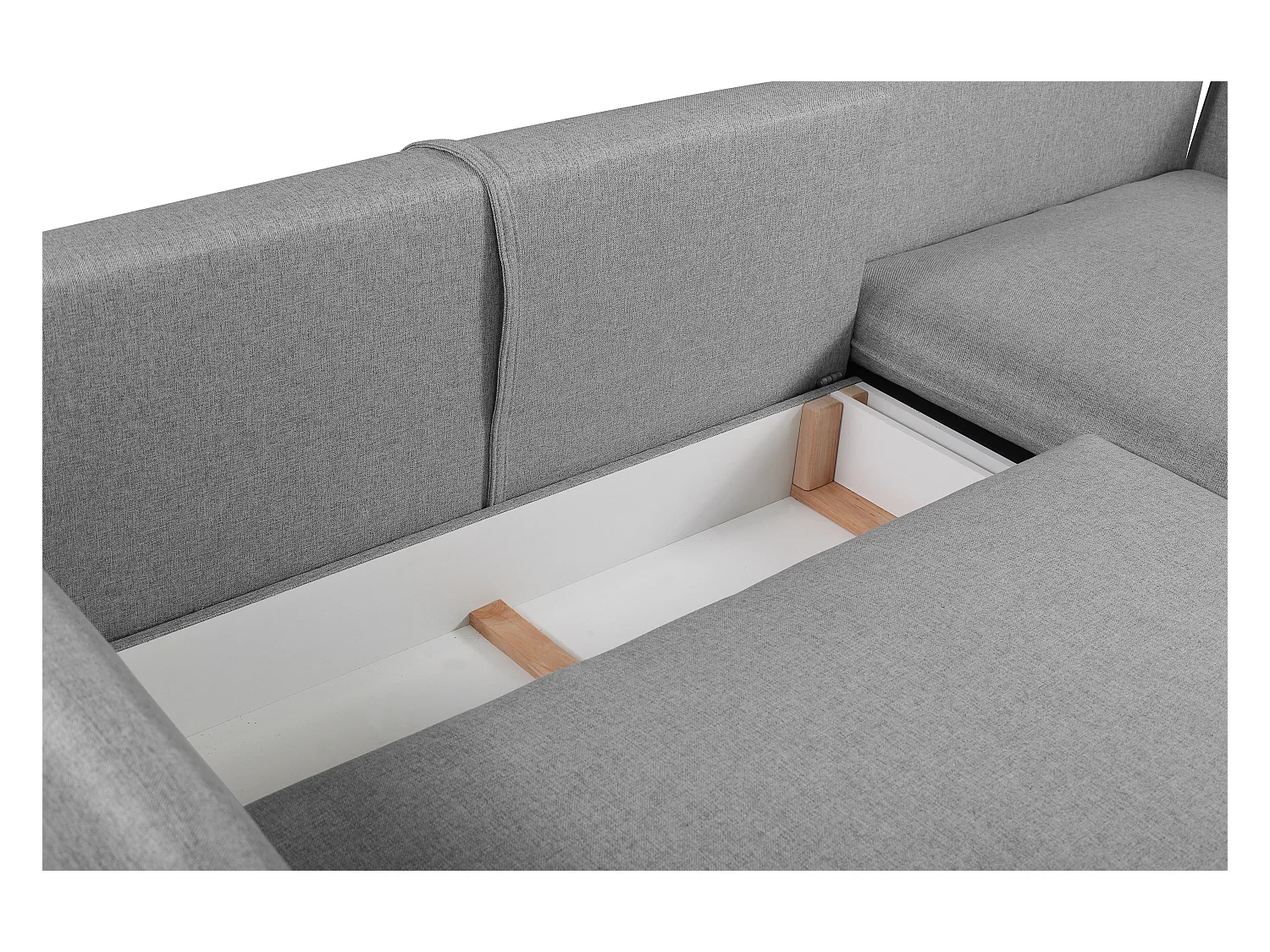 Canapé d'angle convertible en tissu gris LAZARE - Angle droit