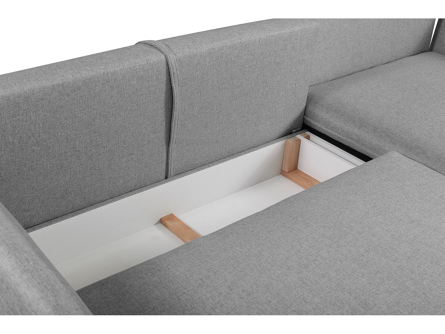 Canapé d'angle convertible en tissu gris LAZARE - Angle droit