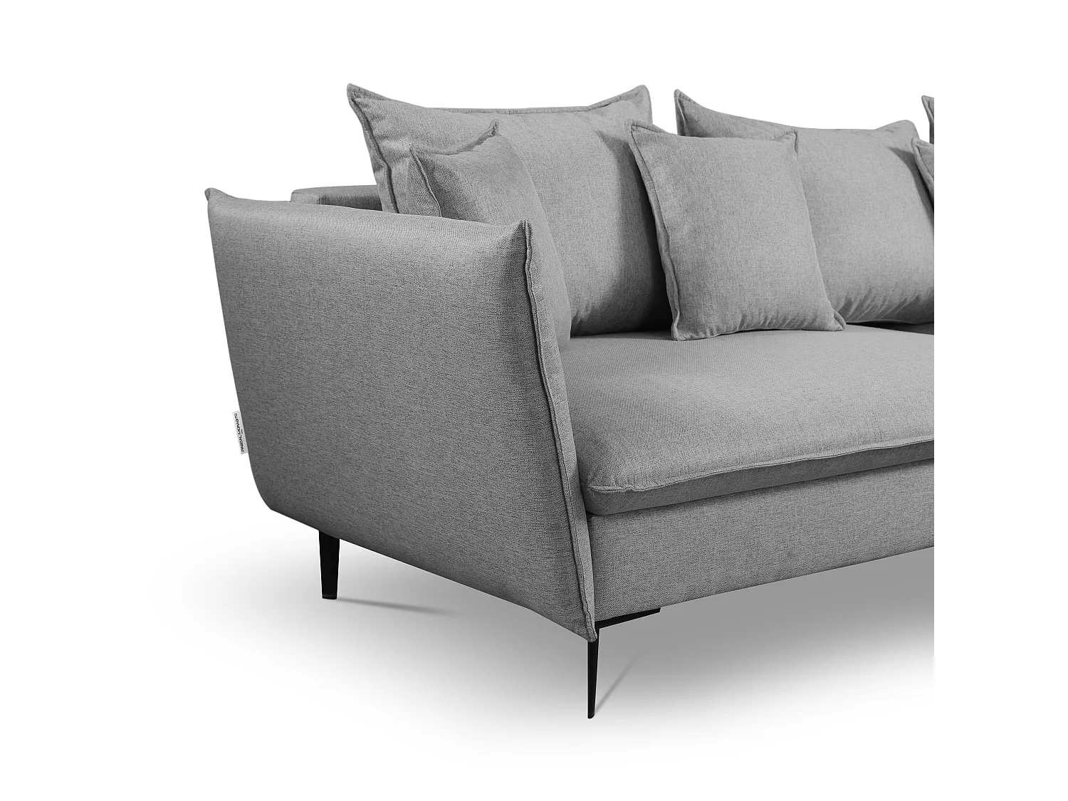 Canapé d'angle convertible en tissu gris LAZARE - Angle droit