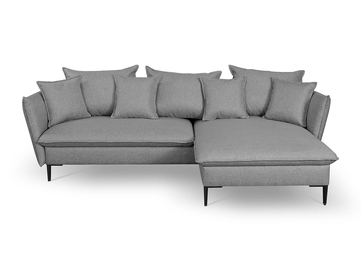 Canapé d'angle convertible en tissu gris LAZARE - Angle droit