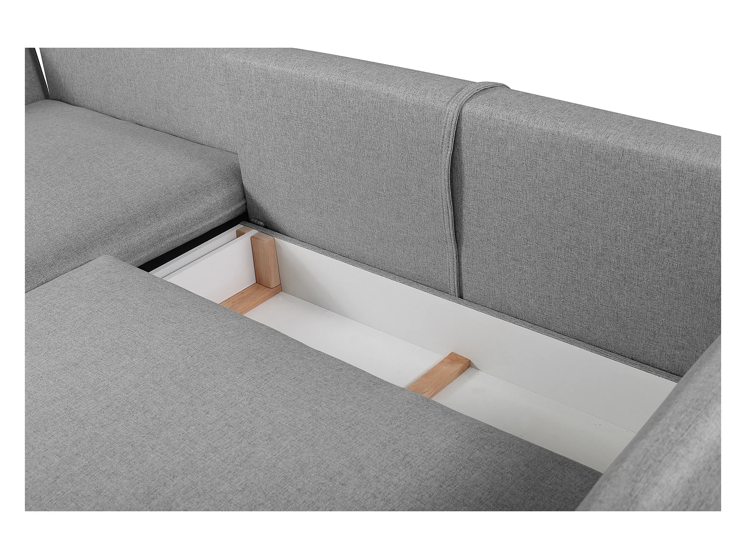Canapé d'angle convertible en tissu gris LAZARE - Angle gauche