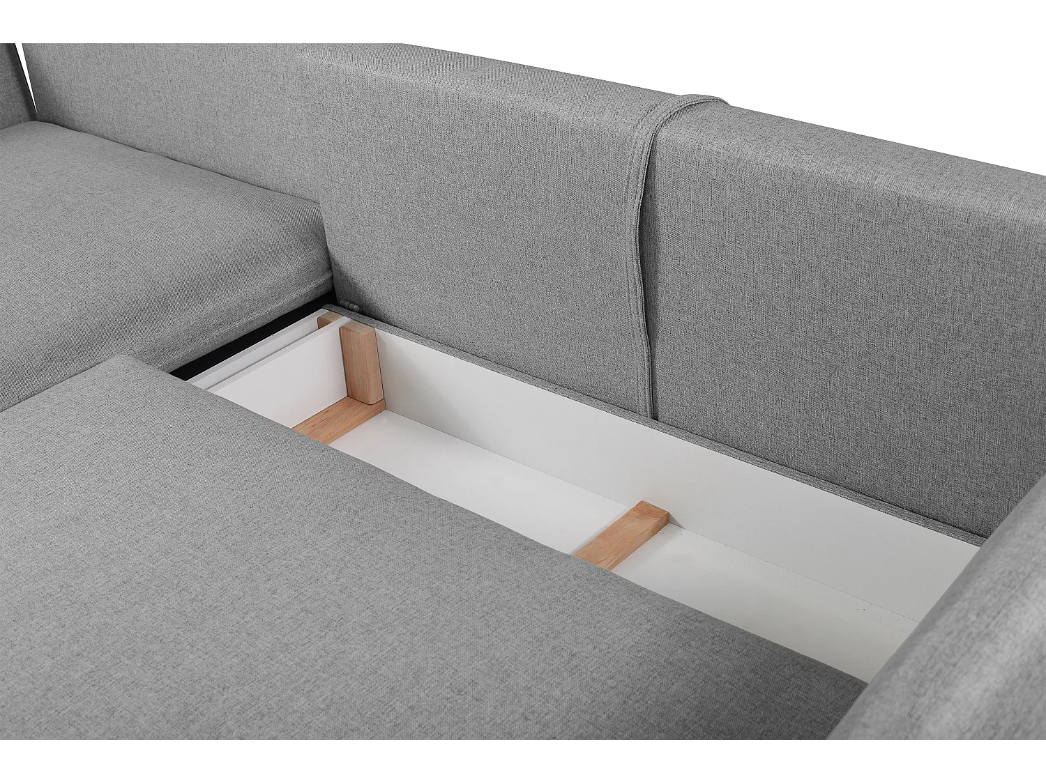 Sofaen med sovesofa i grått stoff LAZARE - Venstre hjørne