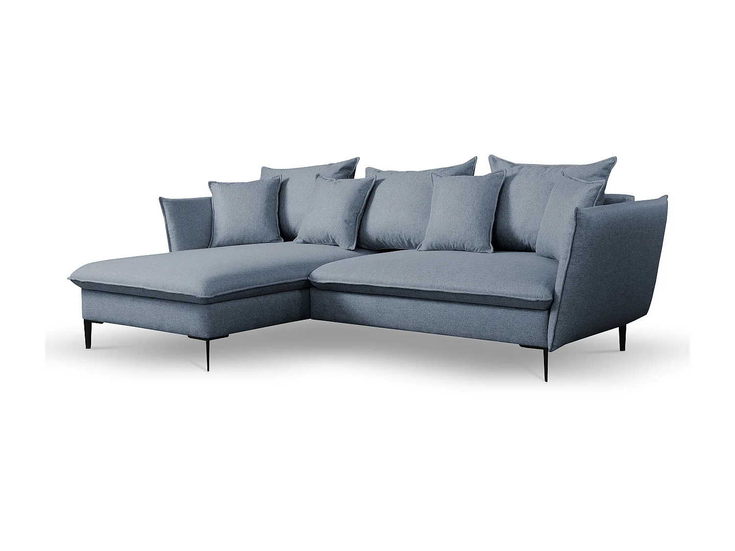 Ecksofa mit Schlaffunktion - Ecke Links - Stoff - Dunkelblau - LAZARE von PASCAL MORABITO