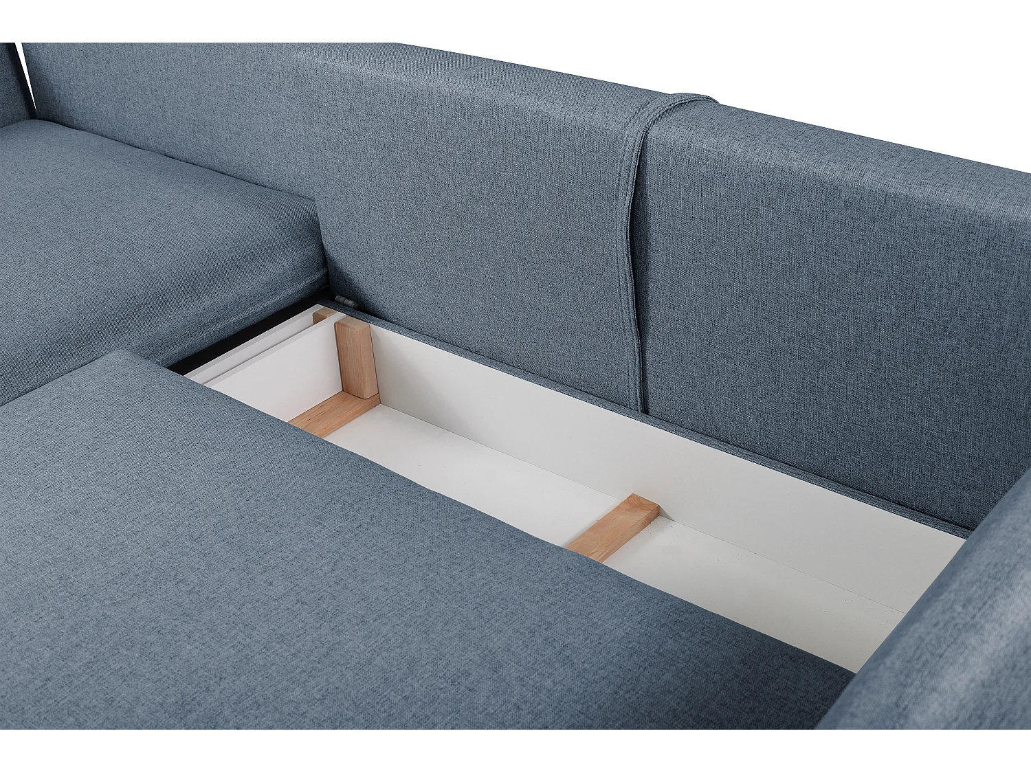 Canapé d'angle convertible en tissu bleu marine LAZARE - Angle gauche