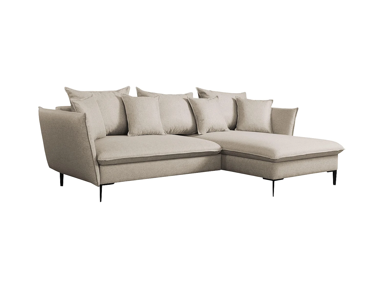 Canapé d'angle convertible en tissu beige LAZARE - Angle droit