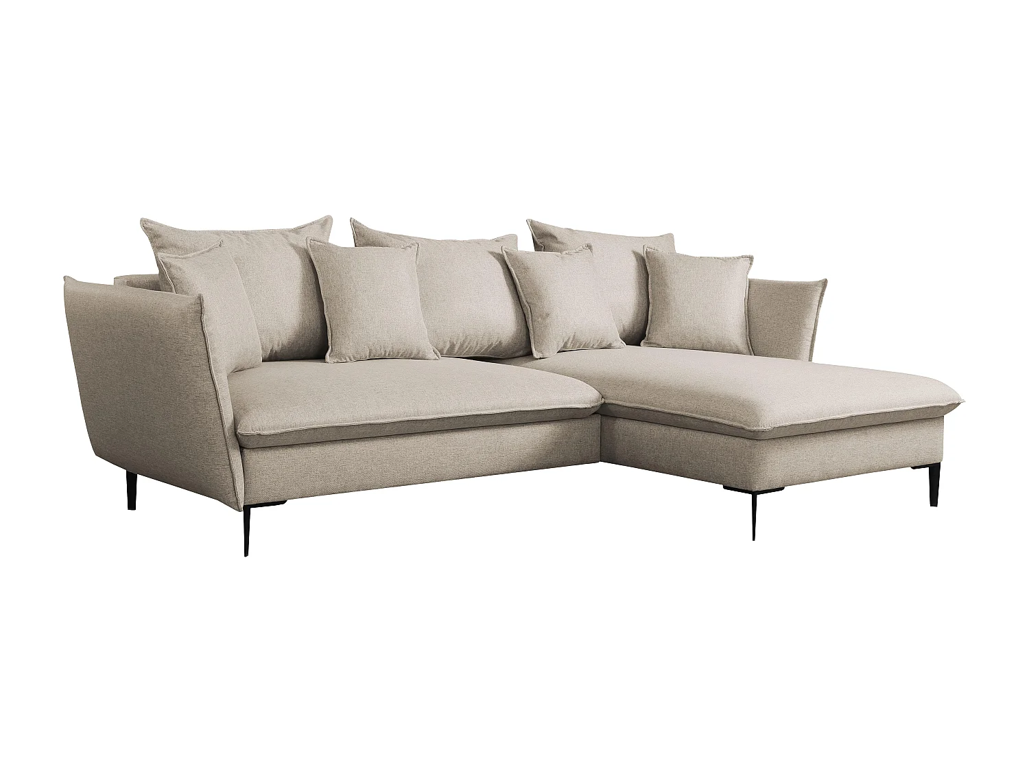 Hjørnesofa som kan gjøres om til seng i beige stoff LAZARE - Høyre hjørne