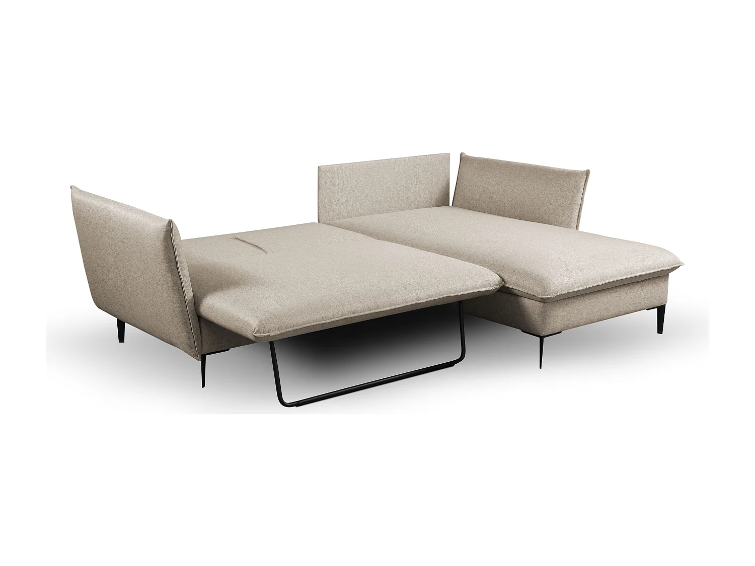 Hjørnesofa som kan gjøres om til seng i beige stoff LAZARE - Høyre hjørne