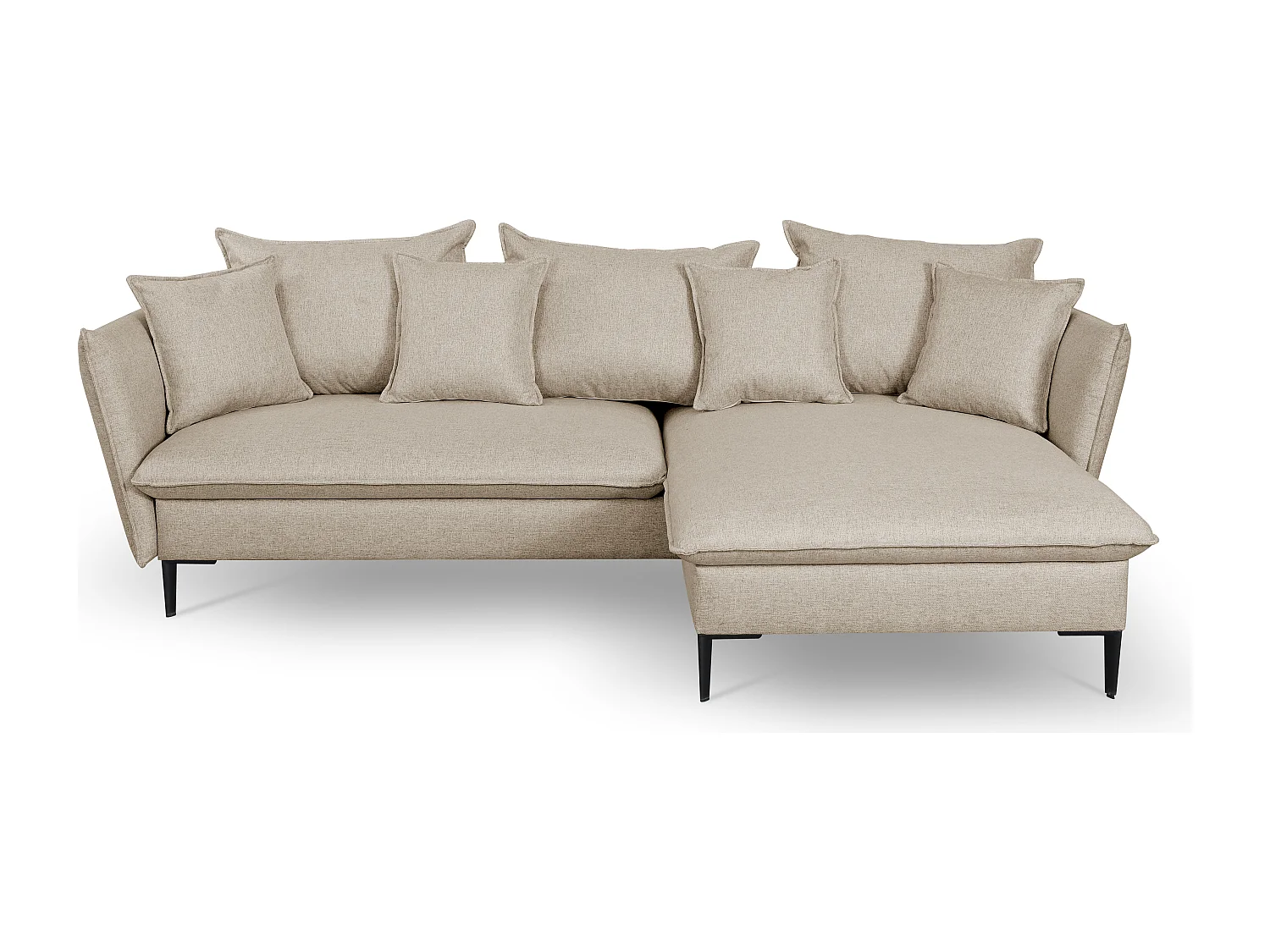 Hjørnesofa som kan gjøres om til seng i beige stoff LAZARE - Høyre hjørne