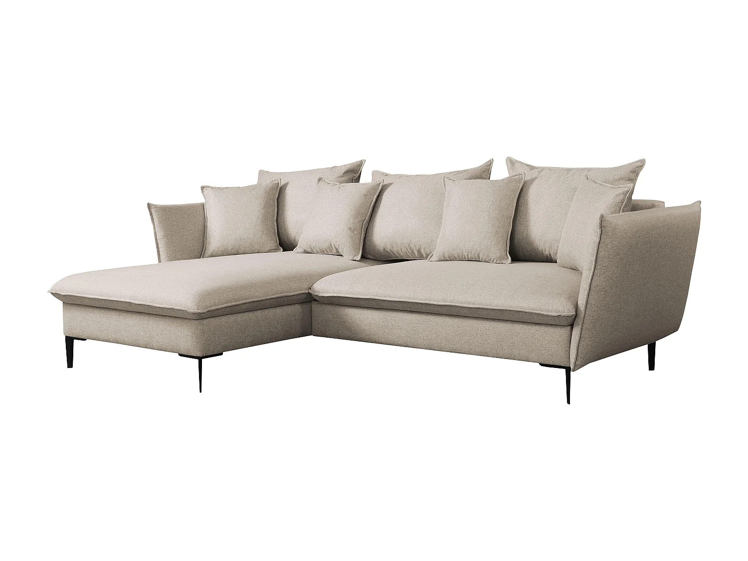 Canapé d'angle convertible en tissu beige LAZARE - Angle gauche