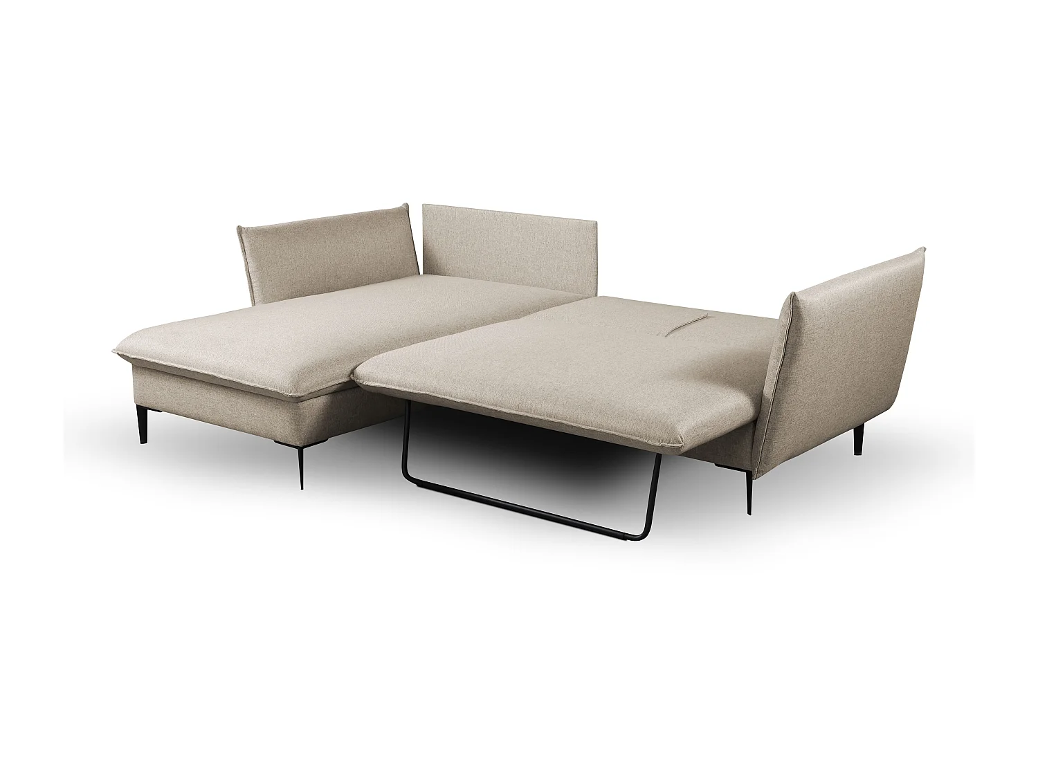 Sofá cama rinconera de tela beige LAZARE de PASCAL MORABITO - Ángulo izquierdo