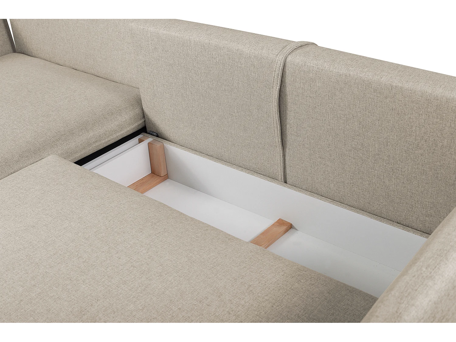 Sofá cama rinconera de tela beige LAZARE de PASCAL MORABITO - Ángulo izquierdo