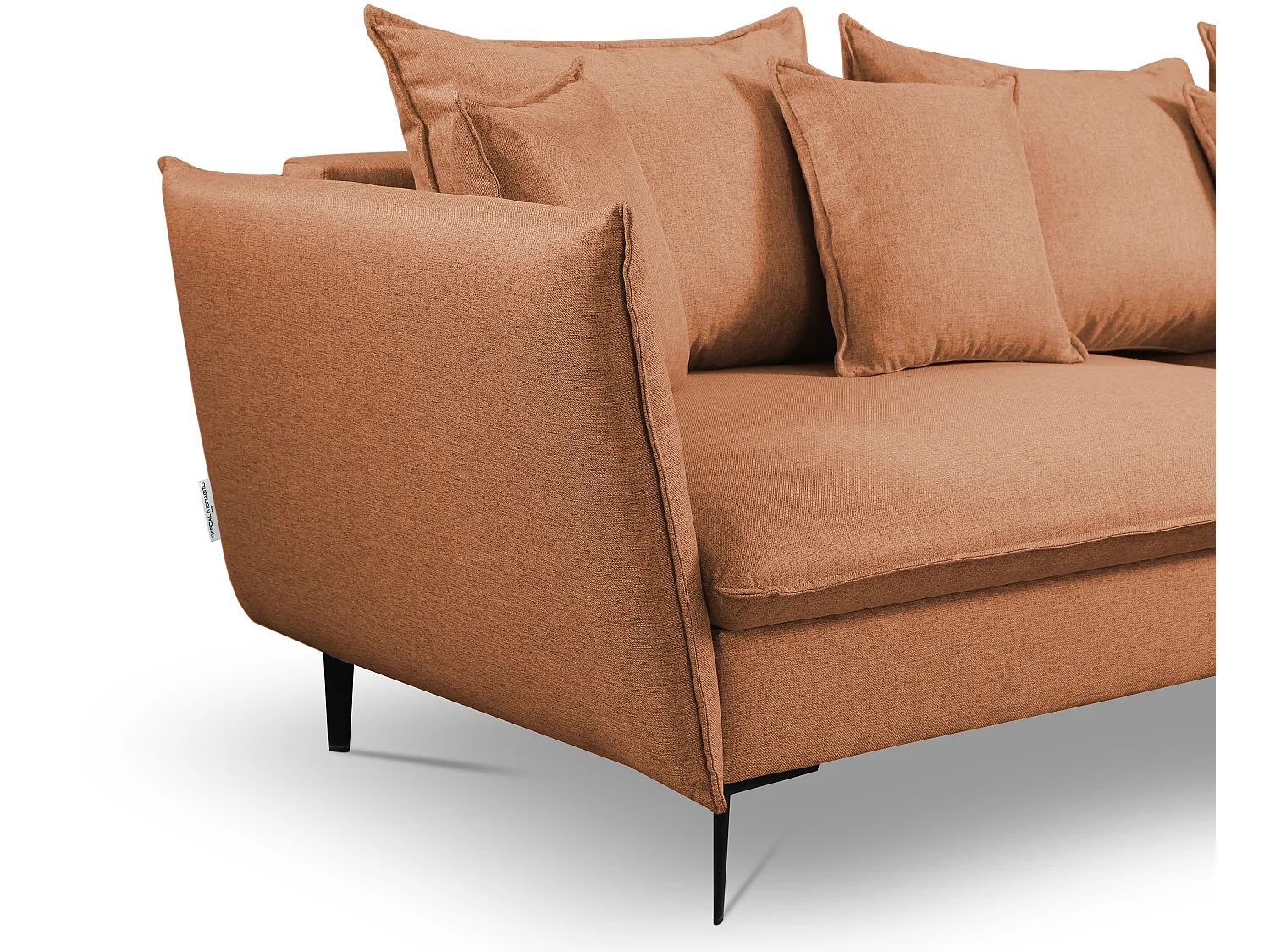 Canapé d'angle convertible en tissu orange LAZARE - Angle droit