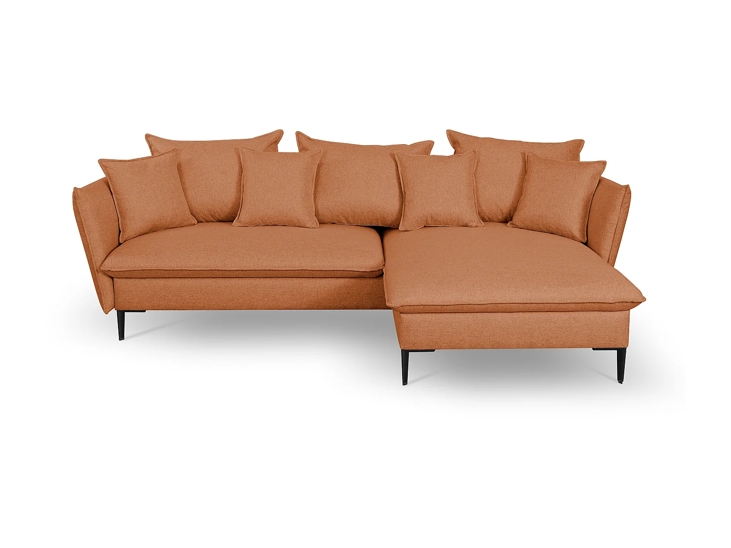 Canapé d'angle convertible en tissu orange LAZARE - Angle droit