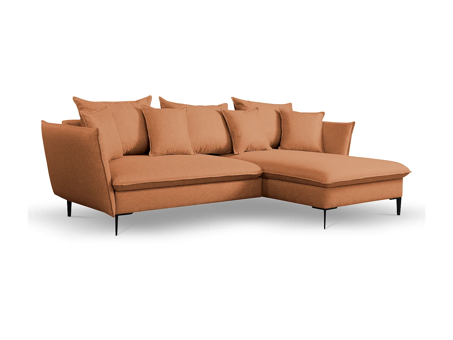 Canapé d'angle convertible en tissu orange LAZARE - Angle droit