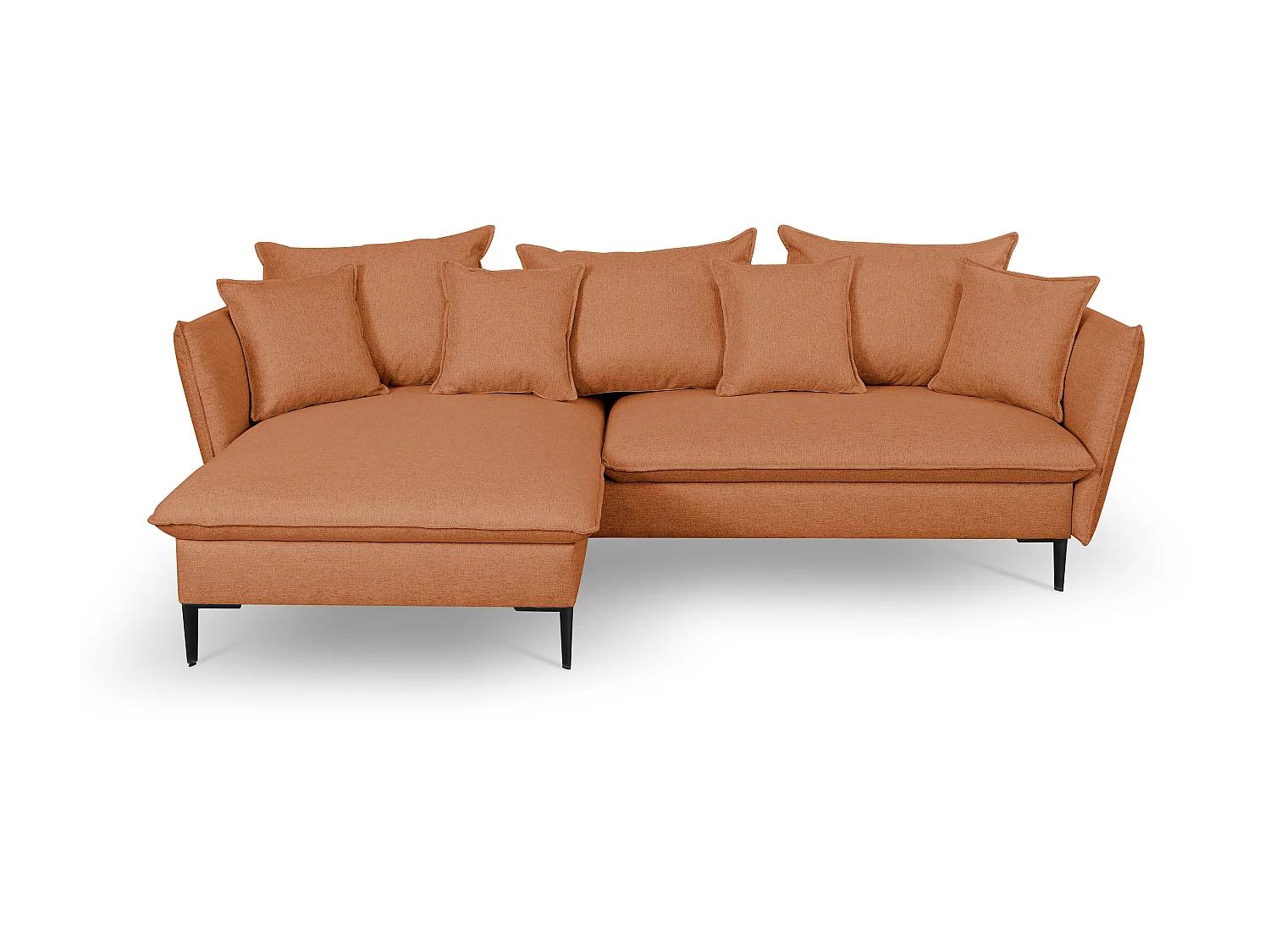 Canapé d'angle convertible en tissu orange LAZARE - Angle gauche
