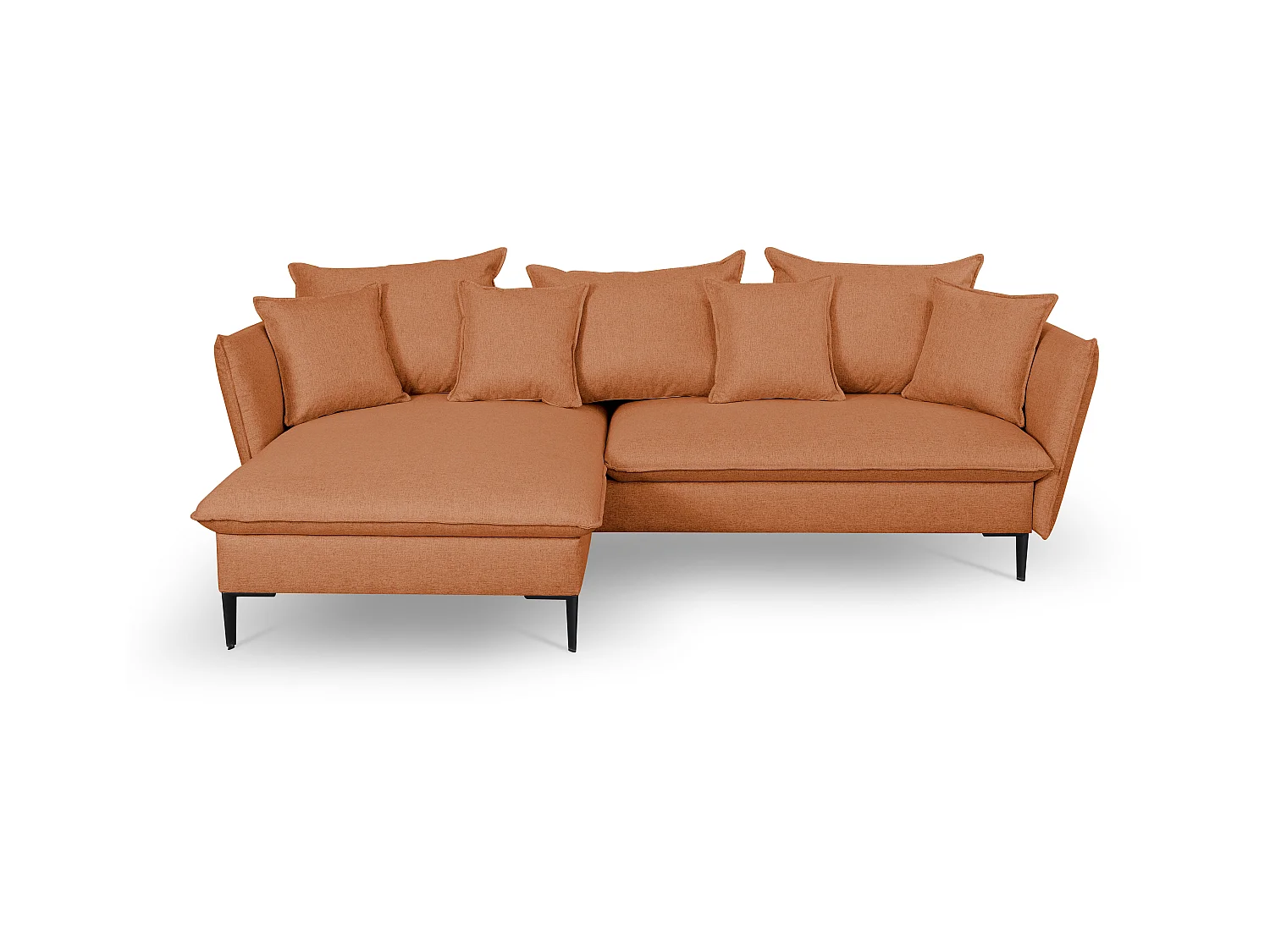 Canapé d'angle convertible en tissu orange LAZARE - Angle gauche