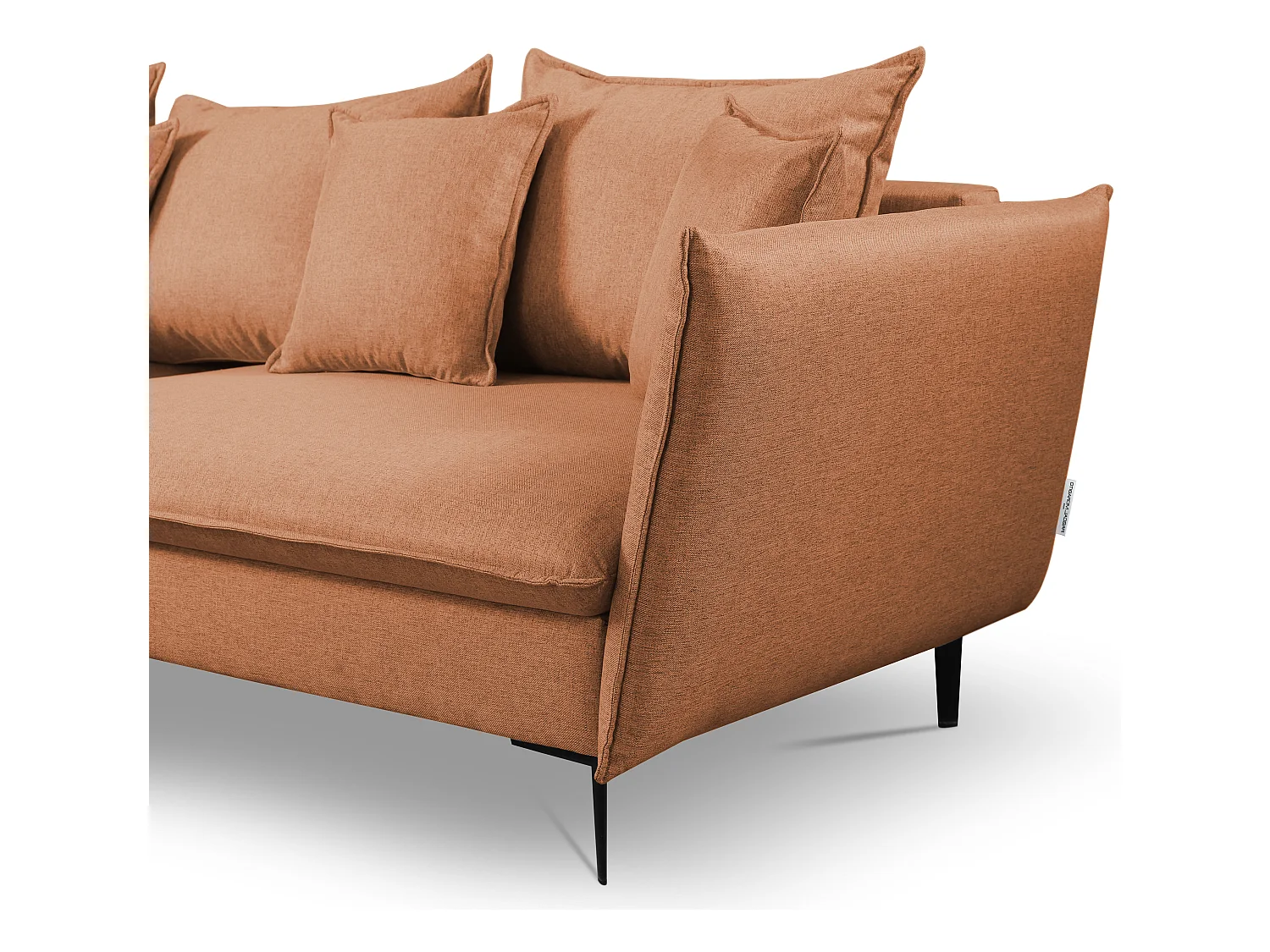 Canapé d'angle convertible en tissu orange LAZARE - Angle gauche