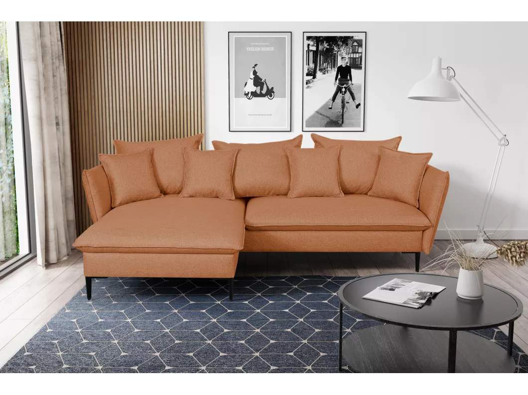 Kauf Unique Ecksofa mit Schlaffunktion - Ecke Links - Stoff - Orange - LAZARE von PASCAL MORABITO