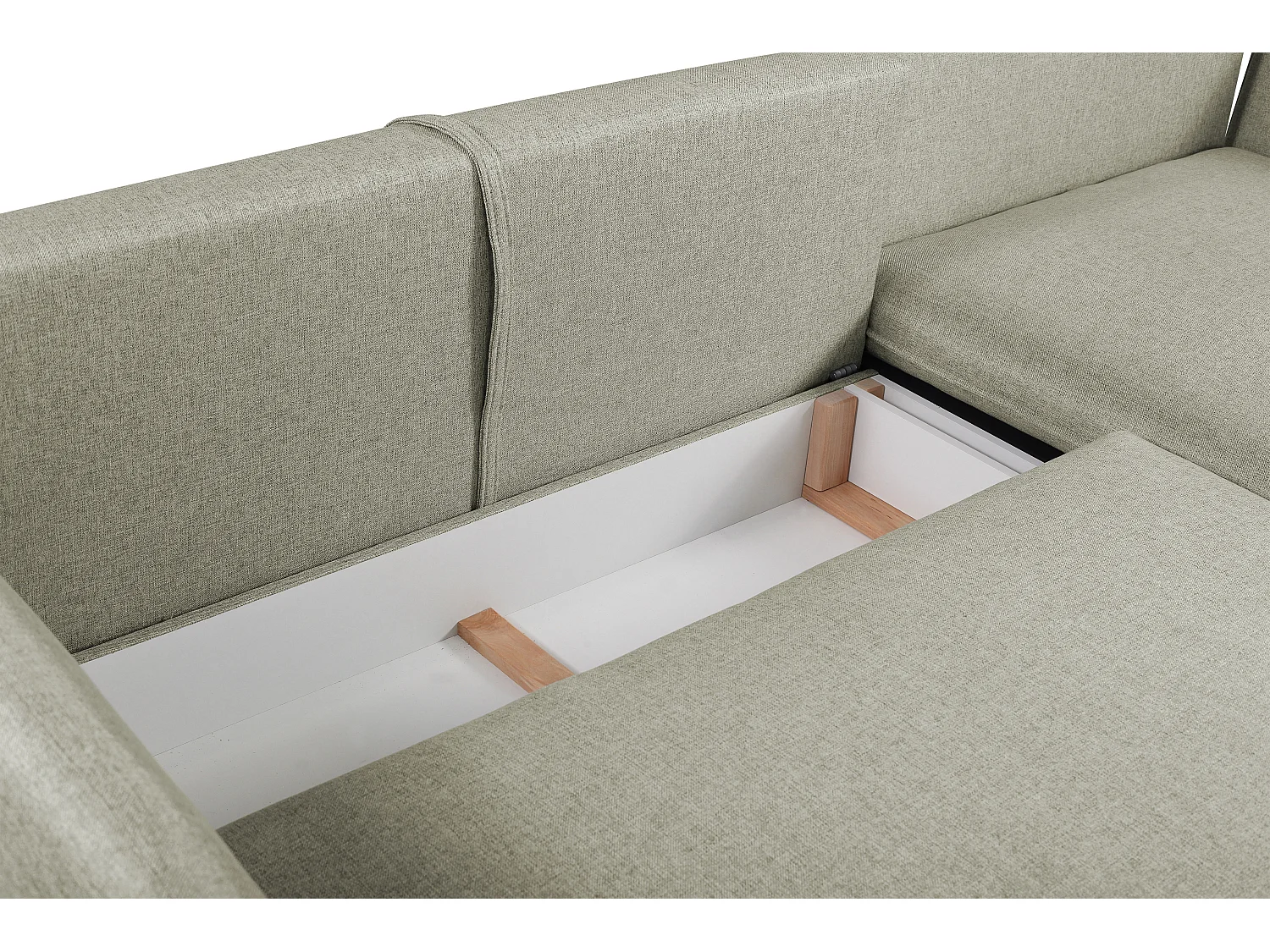 Ecksofa mit Schlaffunktion - Ecke Rechts - Stoff - Hellgrün - LAZARE von PASCAL MORABITO