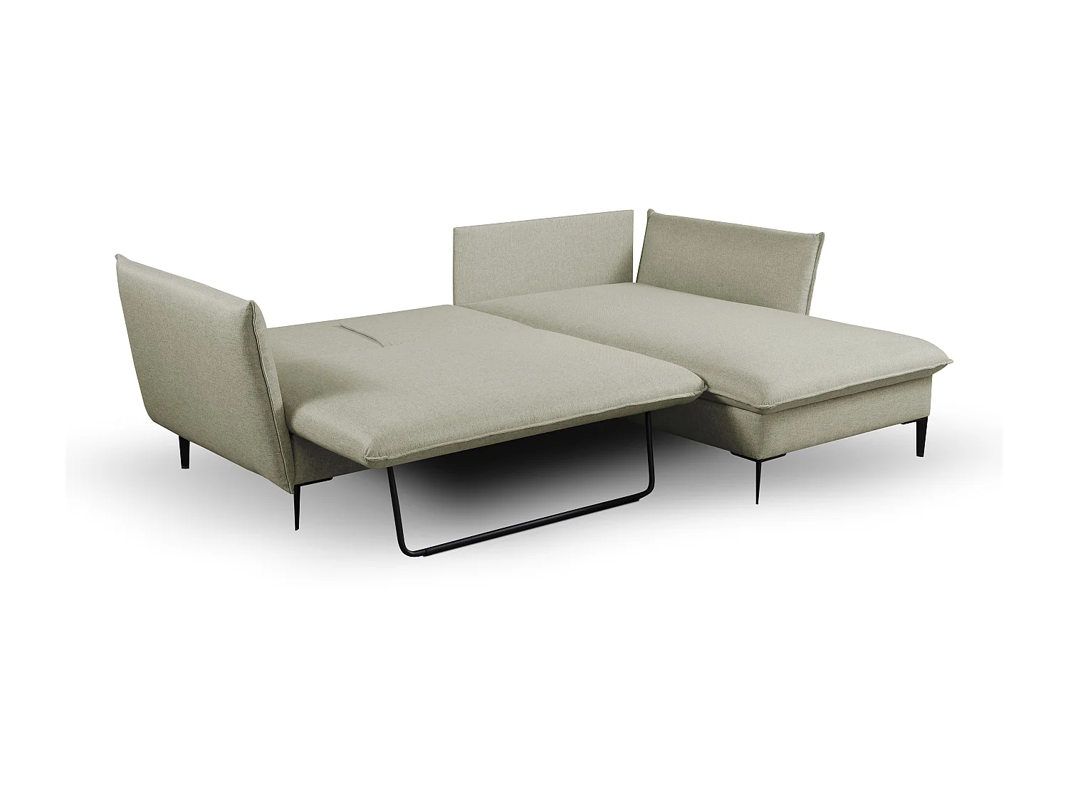 Hjørnesofa med sovefunksjon i lysegrønn stoff LAZARE - Høyre hjørne