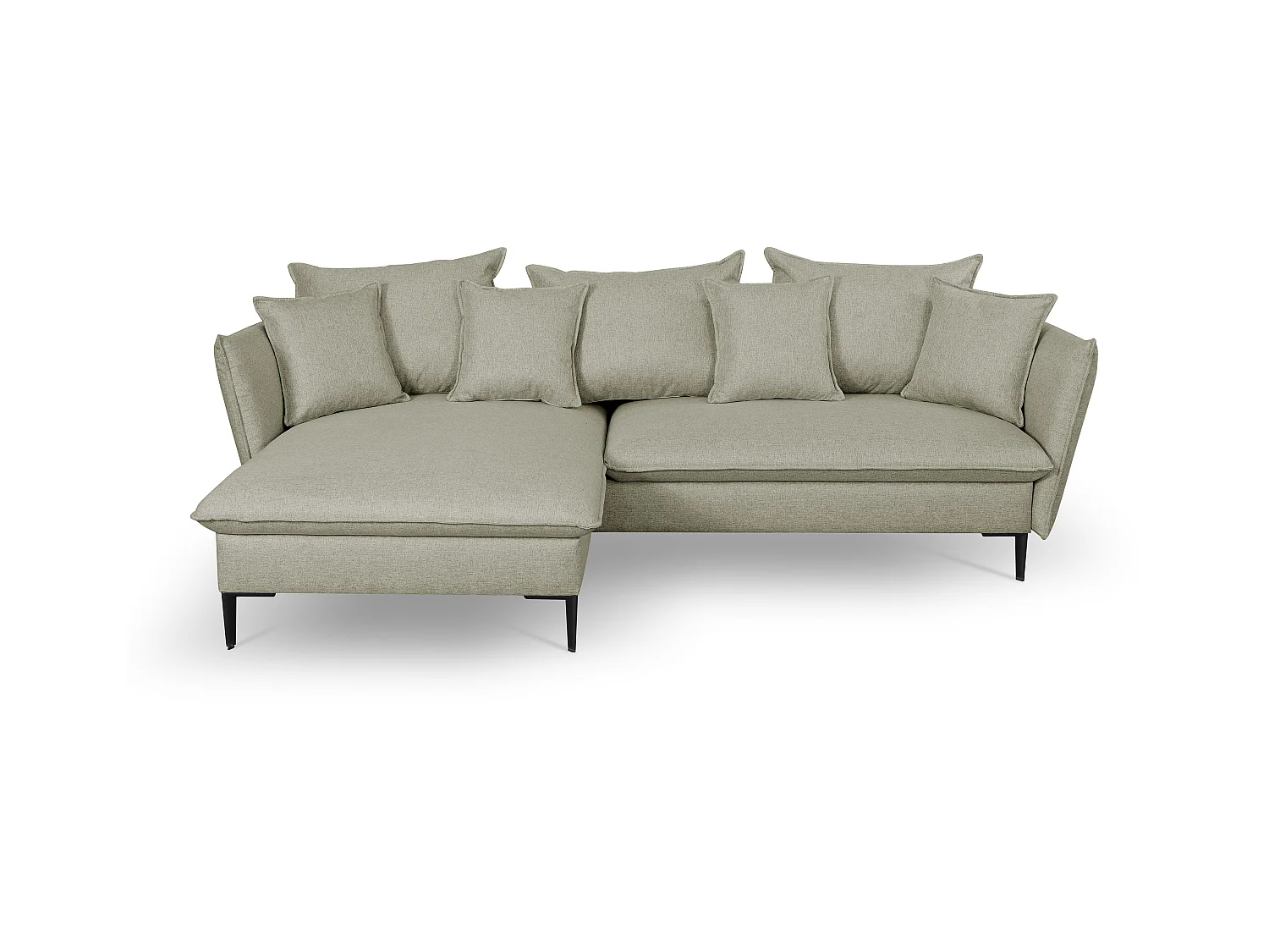 Canapé d'angle convertible en tissu vert clair LAZARE - Angle gauche
