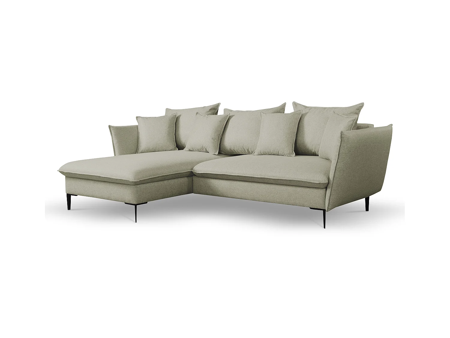 Canapé d'angle convertible en tissu vert clair LAZARE - Angle gauche