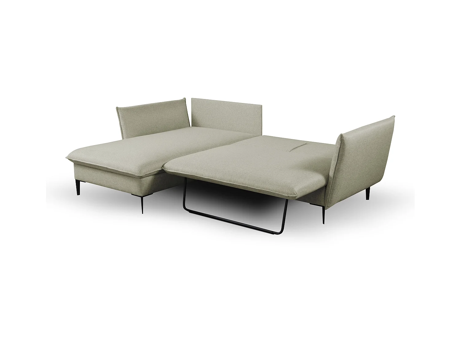 Canapé d'angle convertible en tissu vert clair LAZARE - Angle gauche