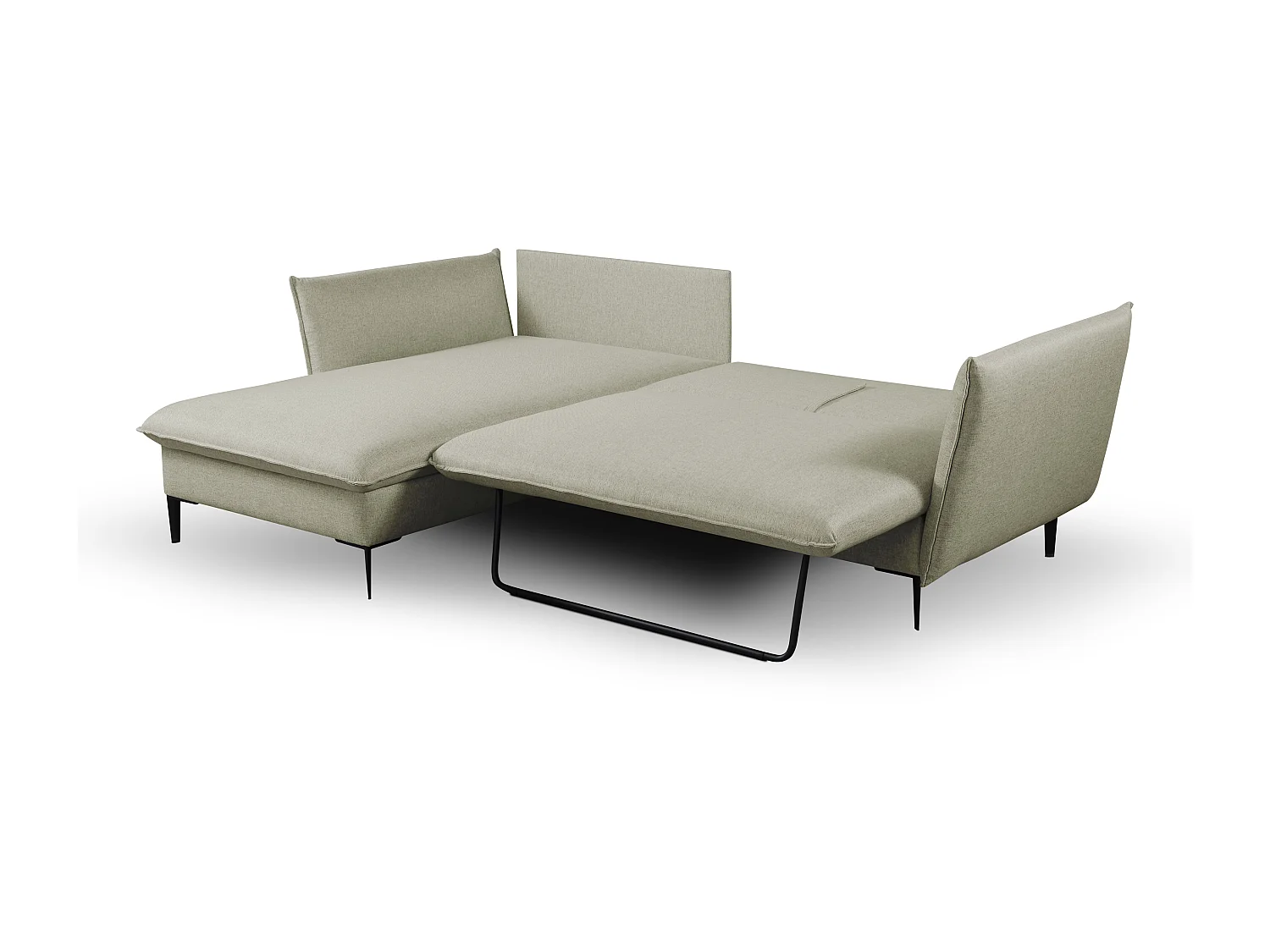 Canapé d'angle convertible en tissu vert clair LAZARE - Angle gauche