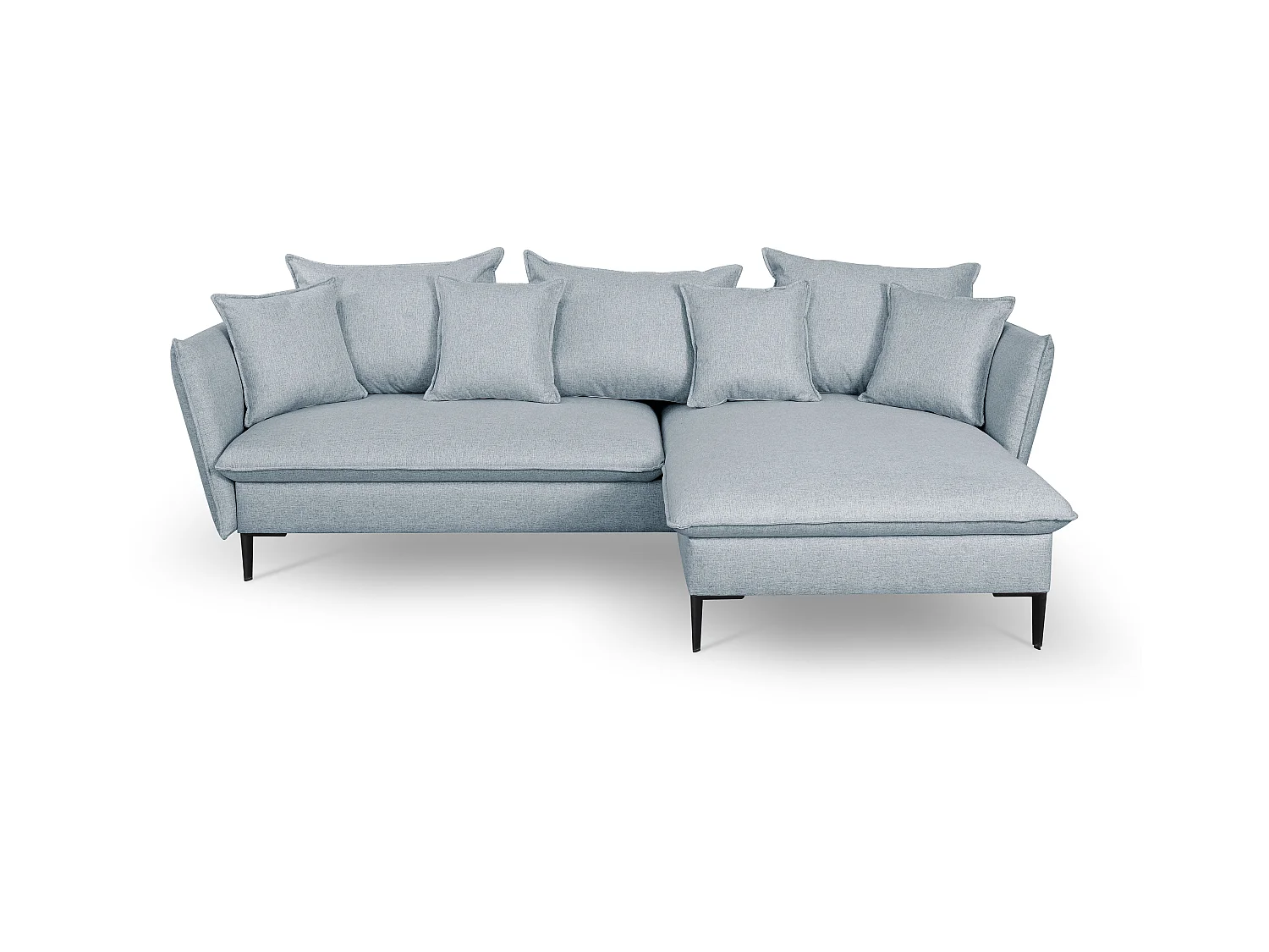 Hjørnesofa med sovesofa i blågråt stof LAZARE - Højre hjørne