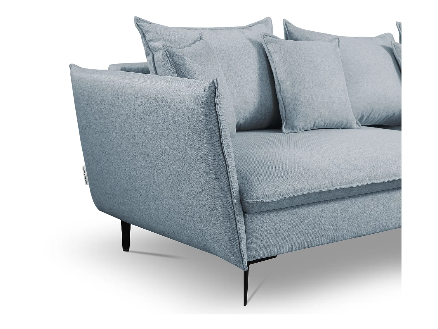 Hjørnesofa med sovesofa i blågråt stof LAZARE - Højre hjørne