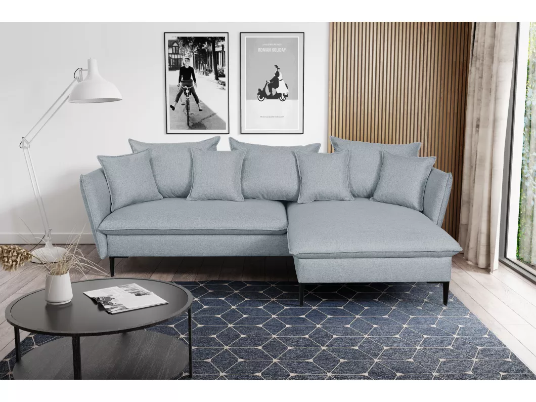 Kauf Unique Ecksofa mit Schlaffunktion - Ecke Rechts - Stoff - Graublau - LAZARE von PASCAL MORABITO