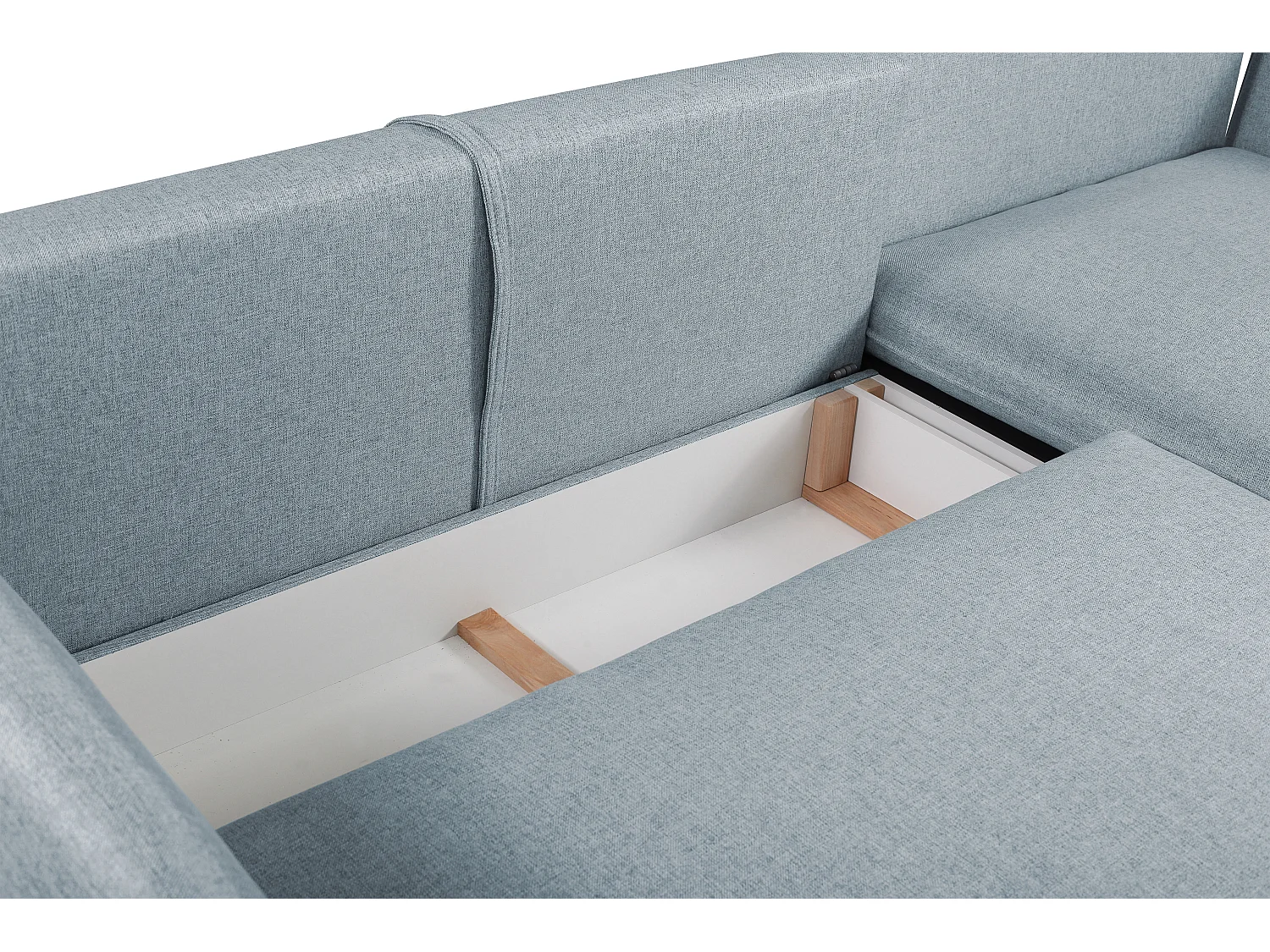 Canapé d'angle convertible en tissu gris bleuté LAZARE - Angle droit